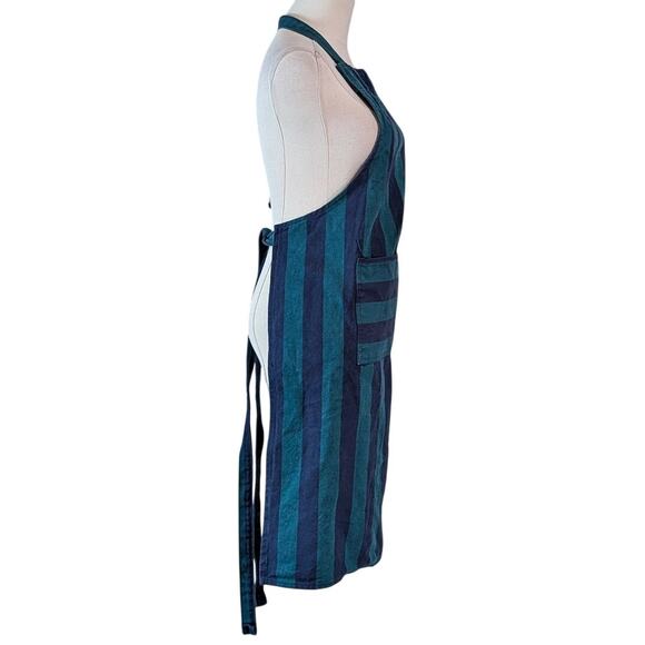 Now Designs Blue and Green Striped Kitchenware Apron Cottagecore Indie - Picture 3 of 8